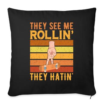 Fingerboard Finger Skateboarding Fingerboarding - Sofa pillowcase 17,3'' x 17,3'' (45 x 45 cm) - black - Front