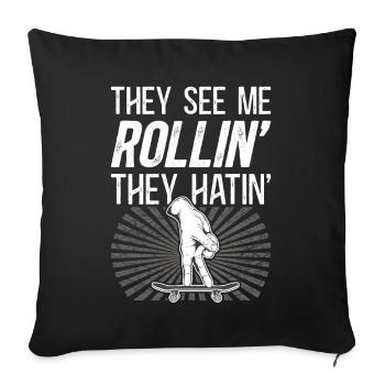 Fingerboard Finger Skateboarding Fingerboarding - Sofa pillowcase 17,3'' x 17,3'' (45 x 45 cm) - black - Front