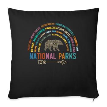 U.S. National Parks, National Park, Denali, Redwood - Sofa pillowcase 17,3'' x 17,3'' (45 x 45 cm) - black - Front