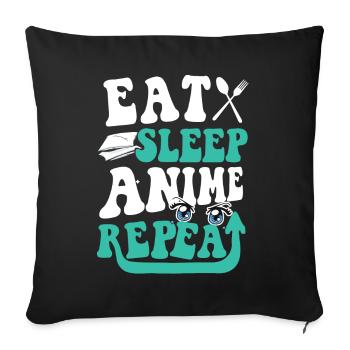 Répétition de l’anime du sommeil - Housse de coussin décorative 45 x 45 cm - noir - Devant