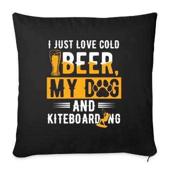 Bier Hund Windsurfen Kiteboarder - Sofakissenbezug 45 x 45 cm - Schwarz - Vorne