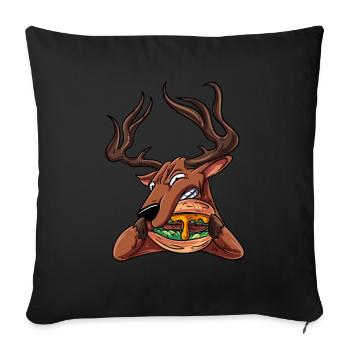 Drôle de cerf mord cheeseburger African Ti - Housse de coussin décorative 45 x 45 cm - noir - Devant