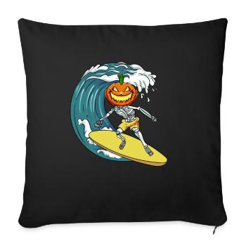 Surfing Skeleton Pumpkin - Sofa pillowcase 17,3'' x 17,3'' (45 x 45 cm) - black - Front
