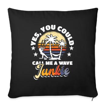 Wellenjunkie Kiteboarder Surfer - Sofakissenbezug 45 x 45 cm - Schwarz - Vorne