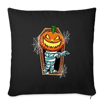 Kürbis Mumie im Grab - Sofakissenbezug 45 x 45 cm - Schwarz - Vorne