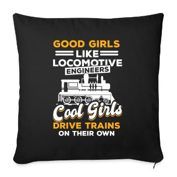 Les filles aiment les conducteurs de locomotive - Housse de coussin décorative 45 x 45 cm - noir - Devant