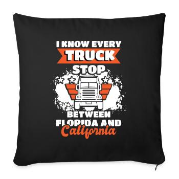 Driving Truck Stop Florida California - Sofa pillowcase 17,3'' x 17,3'' (45 x 45 cm) - black - Front