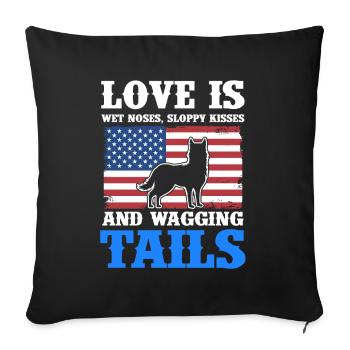 Flag Puppy Tail-wagging dog owner - Sofa pillowcase 17,3'' x 17,3'' (45 x 45 cm) - black - Front