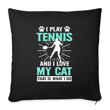 Tennis Sports Game Trainer Kitten Ghost Catha - Sofa pillowcase 17,3'' x 17,3'' (45 x 45 cm) - black - Front