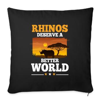 Nashorn Rechte Rhinozeros Wildlife Zoo - Sofakissenbezug 45 x 45 cm - Schwarz - Vorne