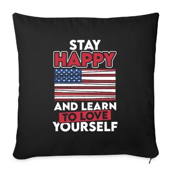 Drapeau Patriotique Amour de soi Patriot Vétéran - Housse de coussin décorative 45 x 45 cm - noir - Devant