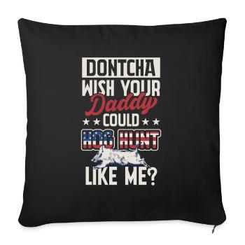 Drapeau américain Chasse au sanglier Père Chasseur - Housse de coussin décorative 45 x 45 cm - noir - Devant