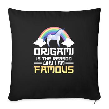 Japanese Paper Folding Artist Rainbow - Sofa pillowcase 17,3'' x 17,3'' (45 x 45 cm) - black - Front