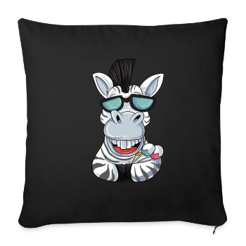Zebra mit Sonnenbrille - Sofakissenbezug 45 x 45 cm - Schwarz - Vorne