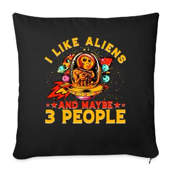 J’aime les extraterrestres et peut-être 3 personnes - Housse de coussin décorative 45 x 45 cm - noir - Devant