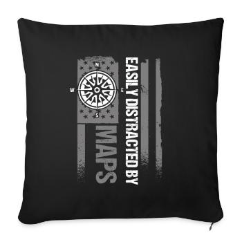 Cartographer Patriotic US Flag - Sofa pillowcase 17,3'' x 17,3'' (45 x 45 cm) - black - Front