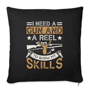 Archery Fish Hunter Fisherman Antlers - Sofa pillowcase 17,3'' x 17,3'' (45 x 45 cm) - black - Front