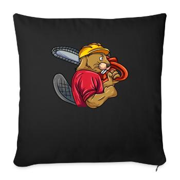 Lumberjacks Woodworkers Beavers - Sofa pillowcase 17,3'' x 17,3'' (45 x 45 cm) - black - Front