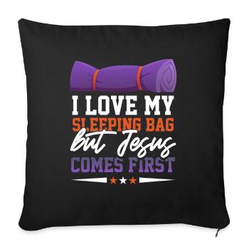 Jésus Nature Routard Alpiniste - Housse de coussin décorative 45 x 45 cm - noir - Devant