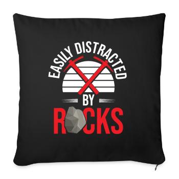 Géologue Géologie Collecteur de roches - Housse de coussin décorative 45 x 45 cm - noir - Devant