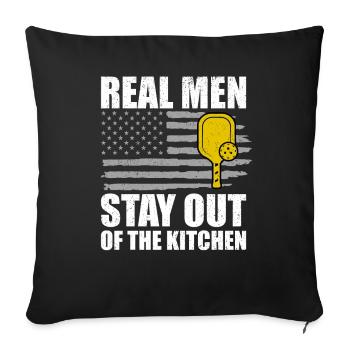 Les vrais hommes restent en dehors du pickleball de cuisine - Housse de coussin décorative 45 x 45 cm - noir - Devant