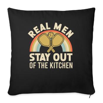 Les vrais hommes restent en dehors du pickleball de cuisine - Housse de coussin décorative 45 x 45 cm - noir - Devant