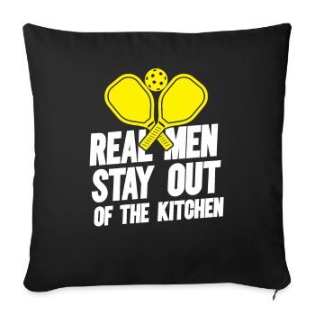 Les vrais hommes restent en dehors du pickleball de cuisine - Housse de coussin décorative 45 x 45 cm - noir - Devant