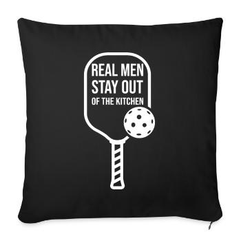 Les vrais hommes restent en dehors du pickleball de cuisine - Housse de coussin décorative 45 x 45 cm - noir - Devant