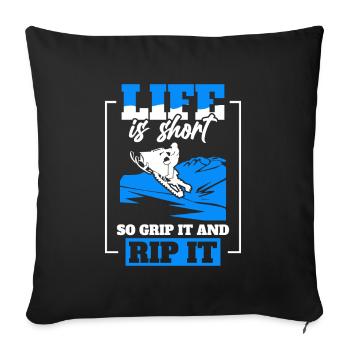 Toboggan Amateurs de neige Motoneige - Housse de coussin décorative 45 x 45 cm - noir - Devant
