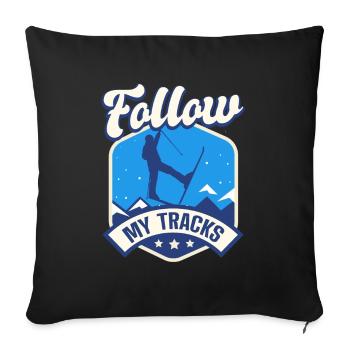 Ski touring Skiing Skiers - Sofa pillowcase 17,3'' x 17,3'' (45 x 45 cm) - black - Front
