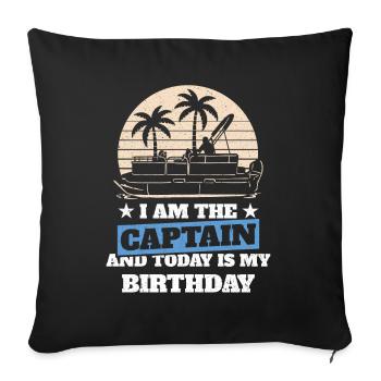 Nautisme Kahn Pontoon Anniversaire du capitaine - Housse de coussin décorative 45 x 45 cm - noir - Devant