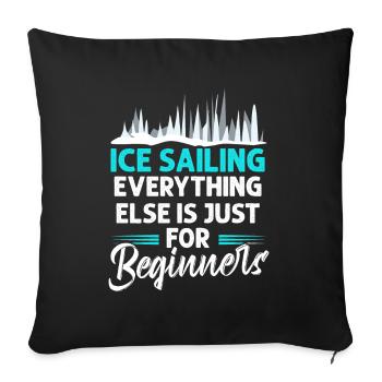 Yachting à voile sur glace - Housse de coussin décorative 45 x 45 cm - noir - Devant