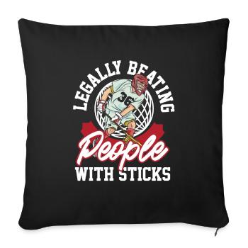 LAX Sticks Game Defender Lax Ball Goalkeeper - Sofa pillowcase 17,3'' x 17,3'' (45 x 45 cm) - black - Front