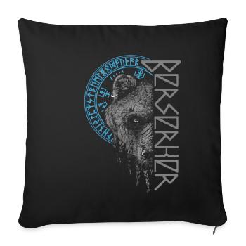 Berserker Bär Krieger Odin Nordische Runen Symbole - Sofakissenbezug 45 x 45 cm - Schwarz - Vorne