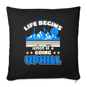 Ski touring Nordic skiing - Sofa pillowcase 17,3'' x 17,3'' (45 x 45 cm) - black - Front