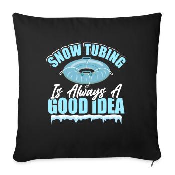 Winter Snow Tubing - Sofa pillowcase 17,3'' x 17,3'' (45 x 45 cm) - black - Front