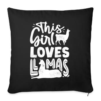 Cette fille aime les lamas, les lamas, les lamas - Housse de coussin décorative 45 x 45 cm - noir - Devant
