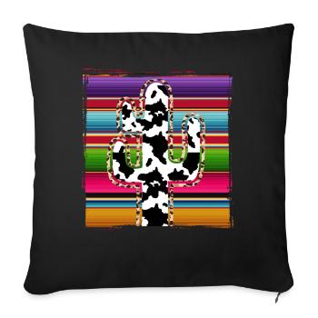 Cactus vache de l’Ouest - Housse de coussin décorative 45 x 45 cm - noir - Devant