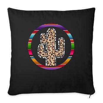 Cactus vache de l’Ouest - Housse de coussin décorative 45 x 45 cm - noir - Devant