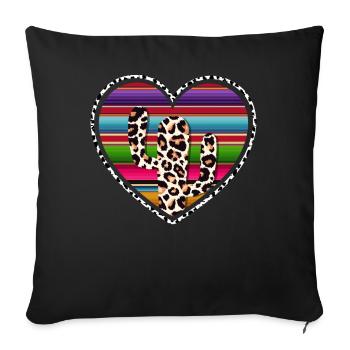 Cactus vache de l’Ouest - Housse de coussin décorative 45 x 45 cm - noir - Devant