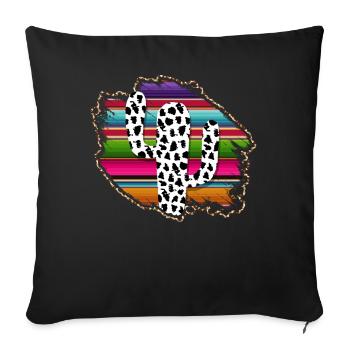 Cactus vache de l’Ouest - Housse de coussin décorative 45 x 45 cm - noir - Devant