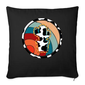 Cactus vache de l’Ouest - Housse de coussin décorative 45 x 45 cm - noir - Devant