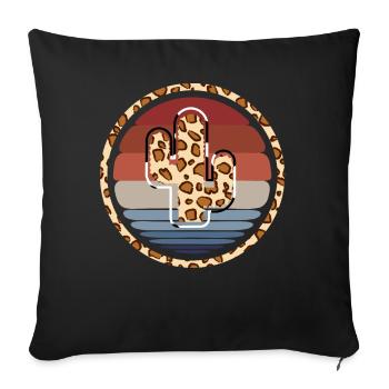 Cactus vache de l’Ouest - Housse de coussin décorative 45 x 45 cm - noir - Devant
