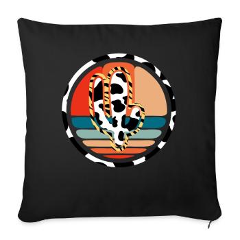 Cactus vache de l’Ouest - Housse de coussin décorative 45 x 45 cm - noir - Devant