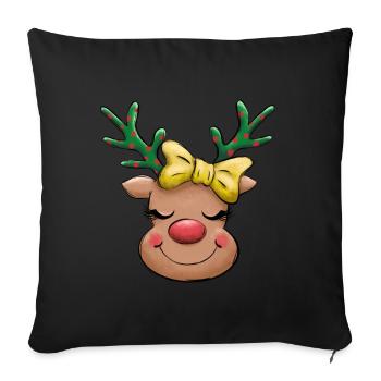 Reindeer Funny Winter Merry Christmas - Sofa pillowcase 17,3'' x 17,3'' (45 x 45 cm) - black - Front