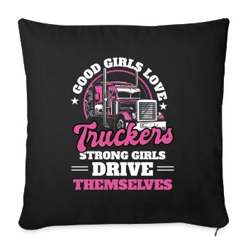 Driver Vehicle Good girls love truckers - Sofa pillowcase 17,3'' x 17,3'' (45 x 45 cm) - black - Front
