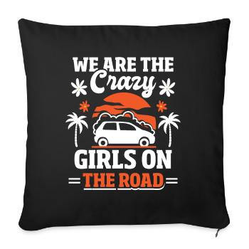 Travel Crazy girls on the street - Sofa pillowcase 17,3'' x 17,3'' (45 x 45 cm) - black - Front