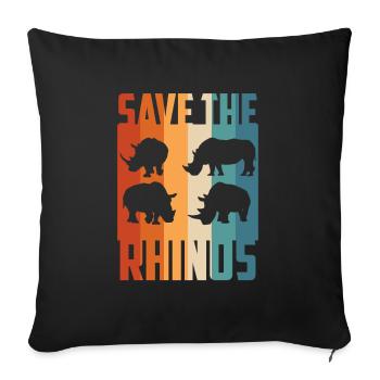 Nashorn Rettet die Nashörner Zoo - Sofakissenbezug 45 x 45 cm - Schwarz - Vorne