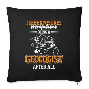 Géologue Géologie Collecte de roches - Housse de coussin décorative 45 x 45 cm - noir - Devant