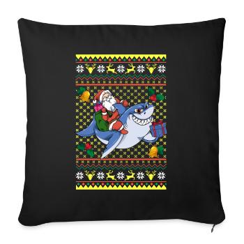 Santa Claus rides shark ugly Christmas - Sofa pillowcase 17,3'' x 17,3'' (45 x 45 cm) - black - Front